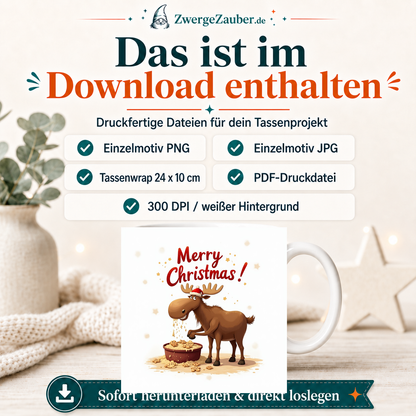 ZwergeZauber Tassendesign Merry Christmas Elch beim Plätzchenbacken – Verkaufsbild 2