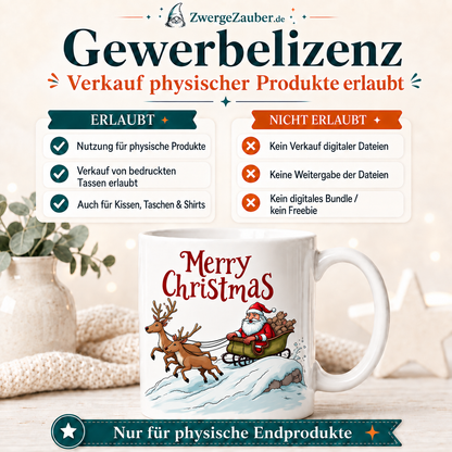 ZwergeZauber Tassendesign Merry Christmas - Weihnachtsmann mit Rentieren – Verkaufsbild 4