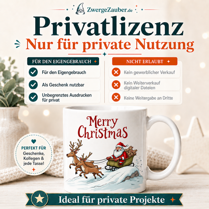 ZwergeZauber Tassendesign Merry Christmas - Weihnachtsmann mit Rentieren – Verkaufsbild 3