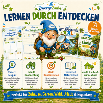 Naturforscher XXL fördert Neugier, Beobachtung, Konzentration und Naturwissen bei Kindern von etwa 5 bis 9 Jahren