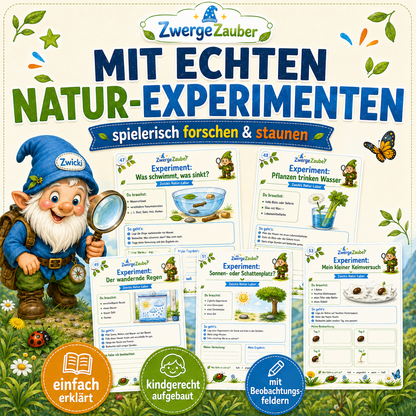 Kindgerechte Natur-Experimente im Naturforscher XXL mit Zwicki, Beobachtungsfeldern und einfachen Anleitungen