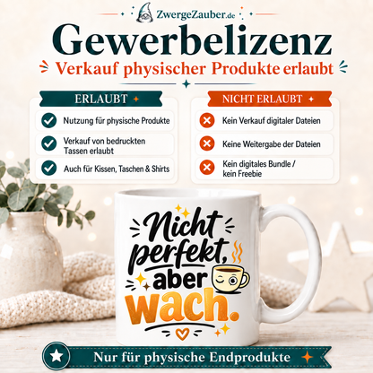 ZwergeZauber Tassendesign Nicht perfekt, aber wach  – Verkaufsbild 4