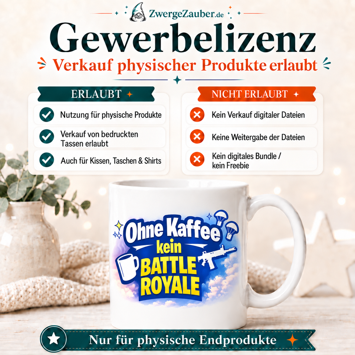ZwergeZauber Tassendesign Ohne Kaffee kein Battle Royale – Verkaufsbild 4