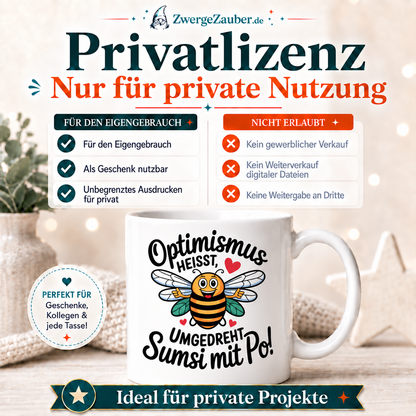 ZwergeZauber Tassendesign Optimismus heißt, umgedreht Sumsi mit Po! – Verkaufsbild 3