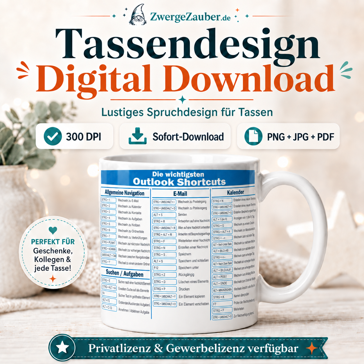 ZwergeZauber Tassendesign Outlook Shortcuts Tastenkürzel – Verkaufsbild 1