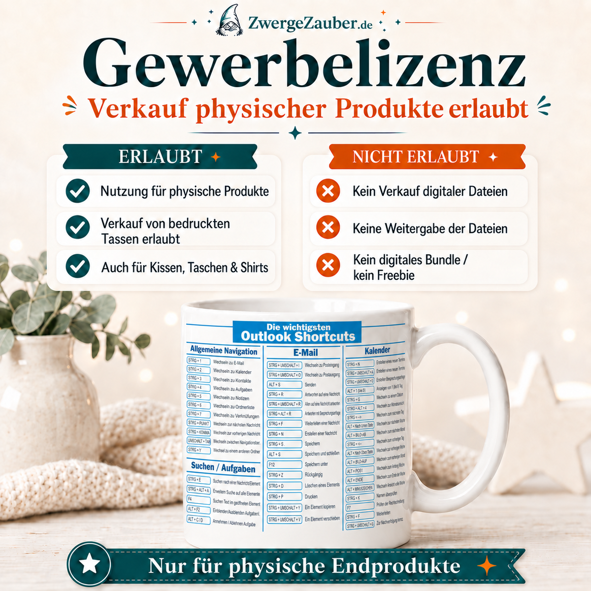 ZwergeZauber Tassendesign Outlook Shortcuts Tastenkürzel – Verkaufsbild 4