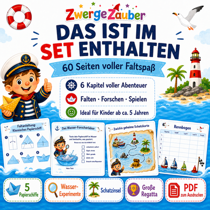 Papierschiff-Abenteuer XXL – 60 Seiten zum Falten, Forschen und Spielen für Kinder mit Zwicki von ZwergeZauber