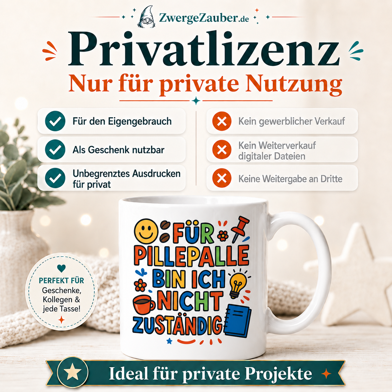 ZwergeZauber Tassendesign Für Pillepalle bin ich nicht zuständig – Verkaufsbild 3