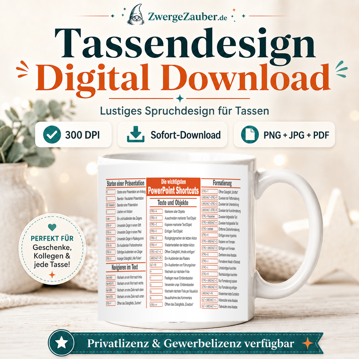 ZwergeZauber Tassendesign PowerPoint Shortcuts Tastenkürzel – Verkaufsbild 1