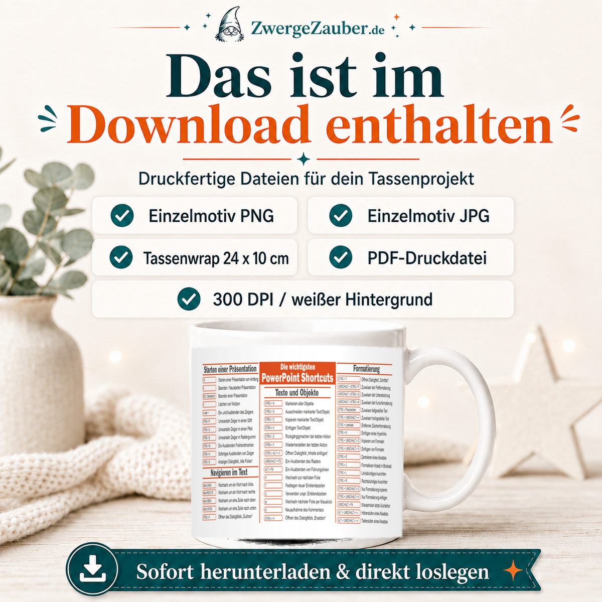 ZwergeZauber Tassendesign PowerPoint Shortcuts Tastenkürzel – Verkaufsbild 2