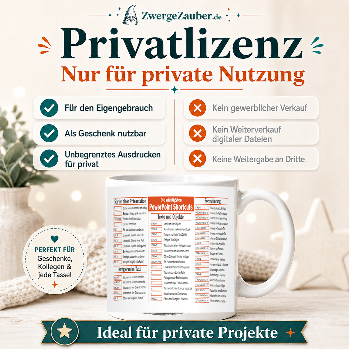 ZwergeZauber Tassendesign PowerPoint Shortcuts Tastenkürzel – Verkaufsbild 3