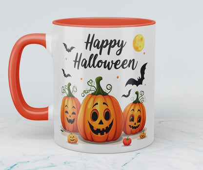 Lustige Happy Halloween Tasse mit tanzenden Kürbissen – Ideales Geschenk für festliche Kaffeepausen!