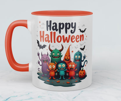 Fantasievolle Happy Halloween Tasse mit lustigen Figuren – Perfekt für Ihre gruselige Kaffeepause!