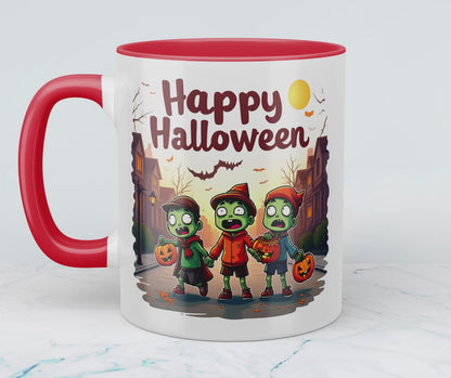Gruselige Figuren Halloween Tasse – Lustiges, bedrucktes Geschenk für Fans des Schauer-Quirk