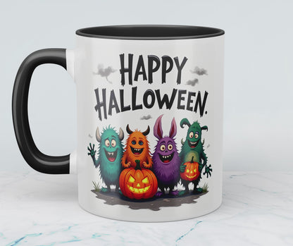 Lustige, bedruckte Tasse mit humorvollen Wesen – Perfektes Geschenk für ein fröhliches Happy Halloween!