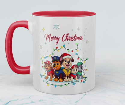 Paw Patrol Weihnachtsbecher – bedruckte Tasse, ideales Geschenk für Weihnachtsfreunde, Merry Christmas!