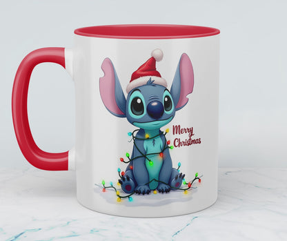 Lustige bedruckte Weihnachtstasse mit Stitch – „Merry Christmas“ – das perfekte Geschenk für Disney-Fans!