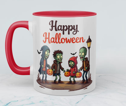 Lustige Happy Halloween Tasse – Bedruckte mit gruseligen Figuren, perfekt als Geschenk für Halloween-Fans!