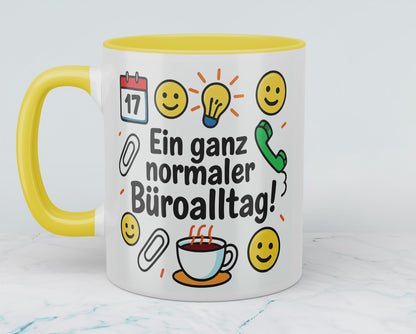Lustige humorvolle Kaffee - Tasse für Arbeitskollegen: Ein ganz normaler Büroalltag!