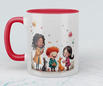 Magische Tiere: Bunte bedruckte Tasse mit lustigen Cartoon-Figuren – Das perfekte Geschenk für Kinder!