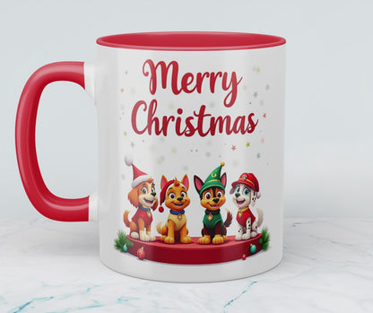 Lustige bedruckte Weihnachtstasse „Merry Christmas“ mit Paw Patrol – das perfekte Geschenk für kleine Fans!