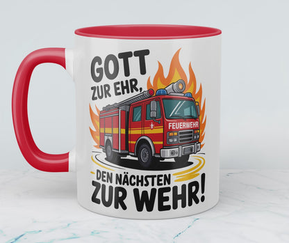 Bedruckte Feuerwehr-Tasse mit Spruch: Gott zur Ehr, den nächsten zur Wehr! – Das perfekte Geschenk!