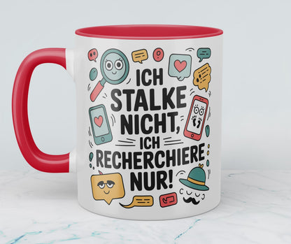 Witzige Kaffeetasse fürs Büro – Geschenk für Kollegen: Ich stalke nicht, ich recherchiere nur!
