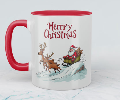 Lustige Weihnachts-Tasse mit Weihnachtsmann, Rentieren & Schlitten – Perfektes Geschenk!