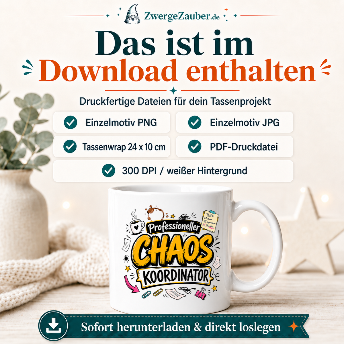 ZwergeZauber Tassendesign Professioneller Chaos Koordinator – Verkaufsbild 2