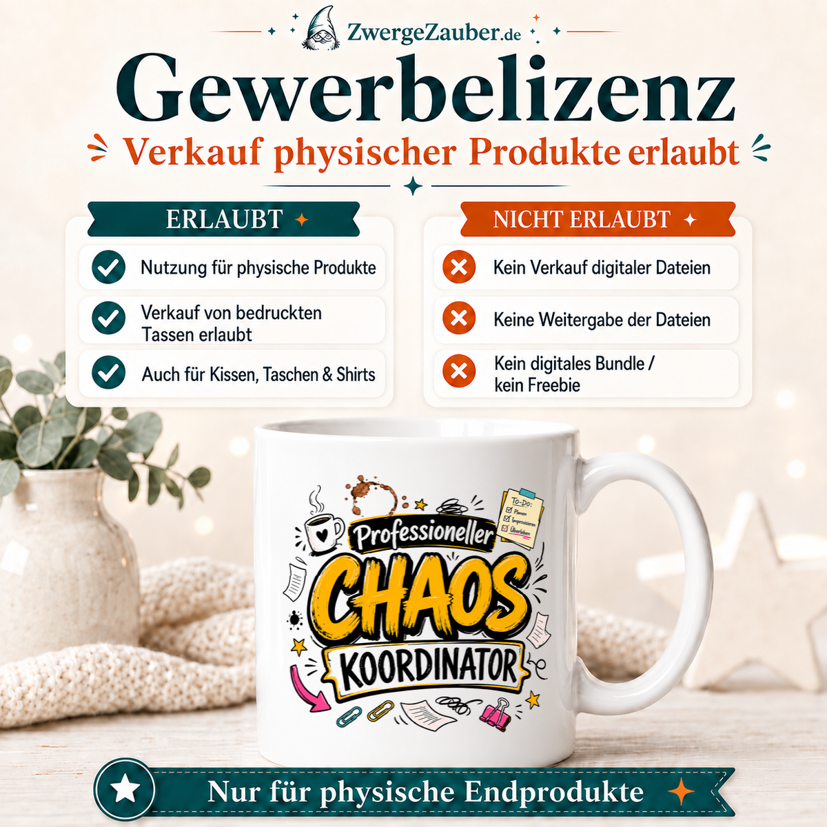 ZwergeZauber Tassendesign Professioneller Chaos Koordinator – Verkaufsbild 4