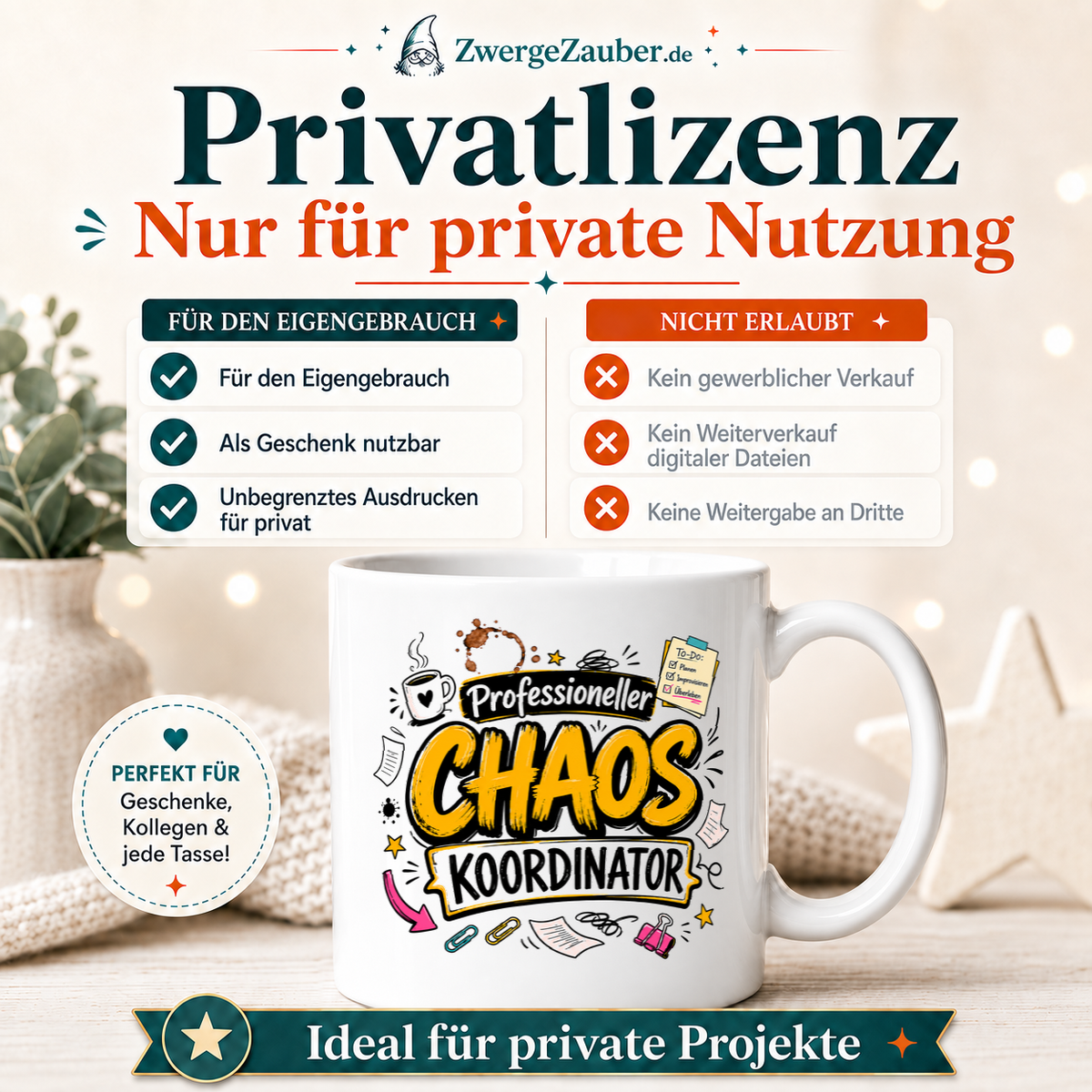 ZwergeZauber Tassendesign Professioneller Chaos Koordinator – Verkaufsbild 3
