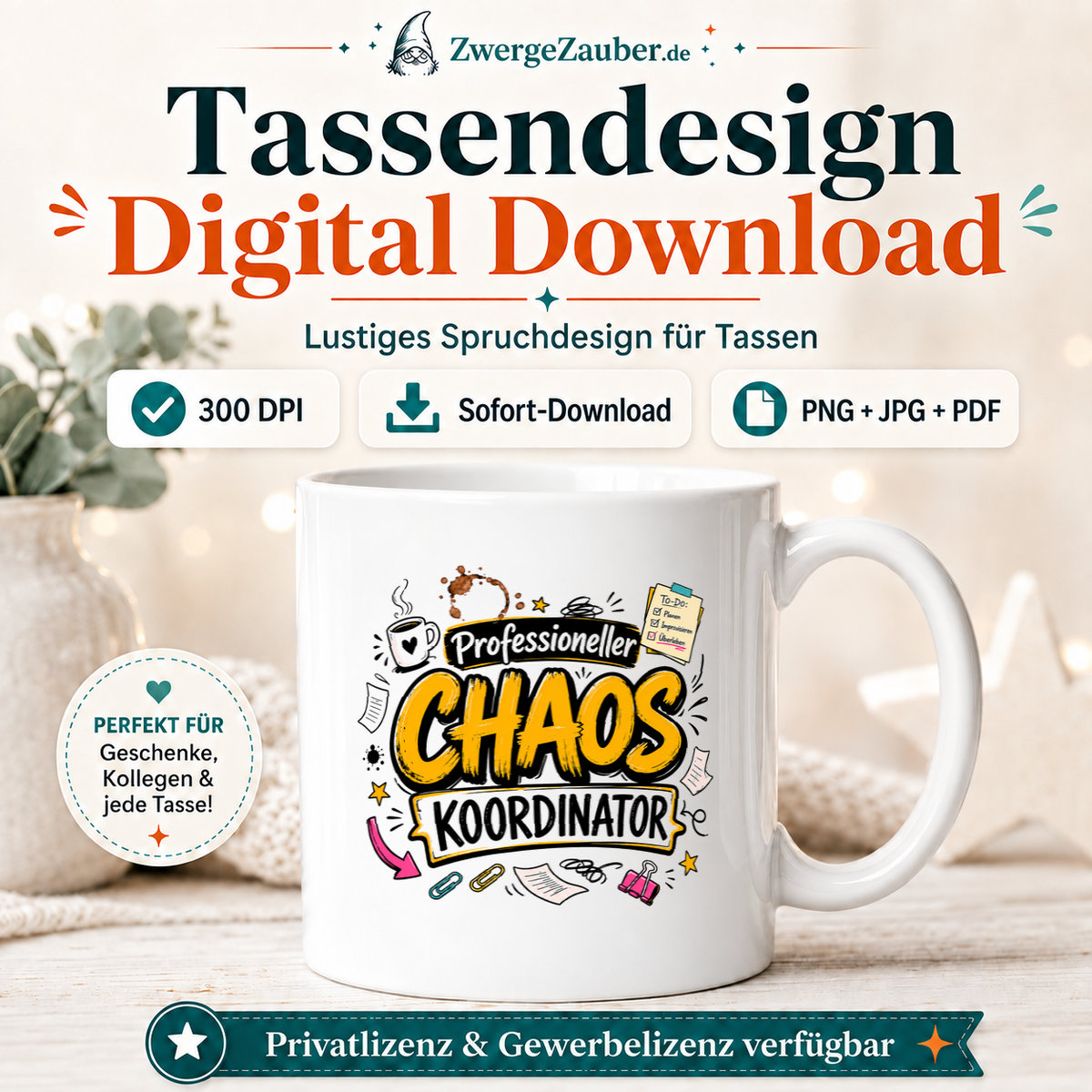 ZwergeZauber Tassendesign Professioneller Chaos Koordinator – Verkaufsbild 1