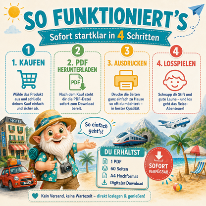 Digitales Reise-Abenteuer XXL als PDF zum Herunterladen, Ausdrucken und Mitnehmen für Kinder