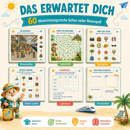 Reise-Abenteuer XXL mit Wimmelbildern, Labyrinthen, Suchspielen, Logikrätseln und Kreativaufgaben für Kinder