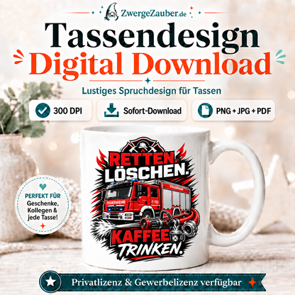 ZwergeZauber Tassendesign Retten. Löschen. Kaffee trinken – Verkaufsbild 1