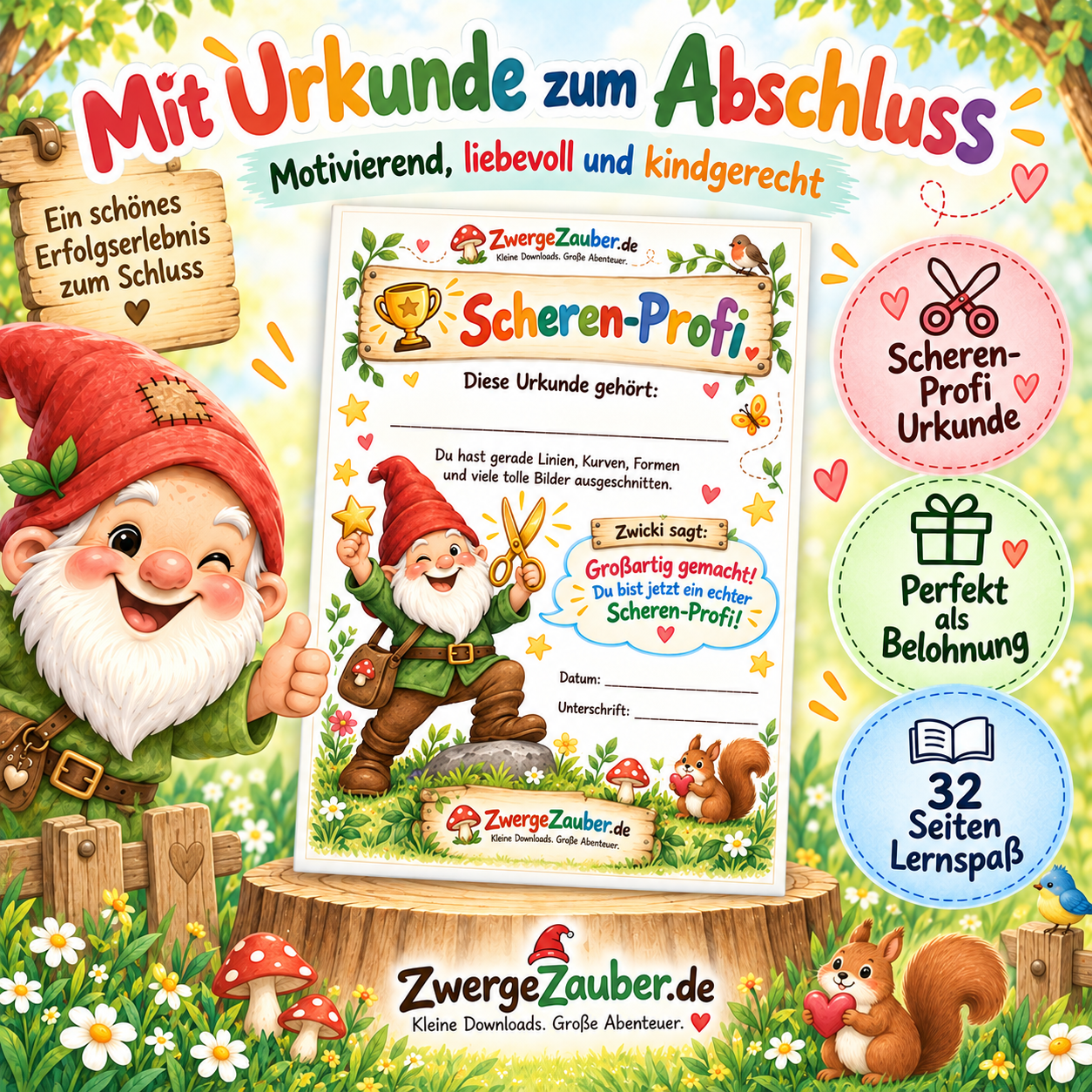 Scheren-Profi Urkunde und Ausschneidespaß für Vorschulkinder – spielerische Schneideübungen von ZwergeZauber