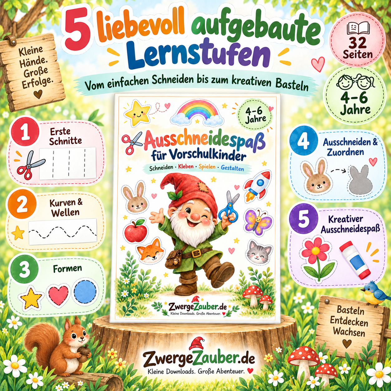 Schneiden lernen in der Vorschule – abwechslungsreiche Übungen zur Förderung von Feinmotorik und Scherenführung
