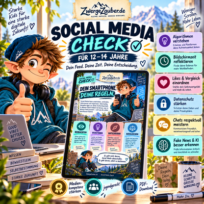 Social Media Check für Jugendliche von 12 bis 14 Jahren – 42-seitiges PDF zur Medienkompetenz mit Zwicki von ZwergeZauber