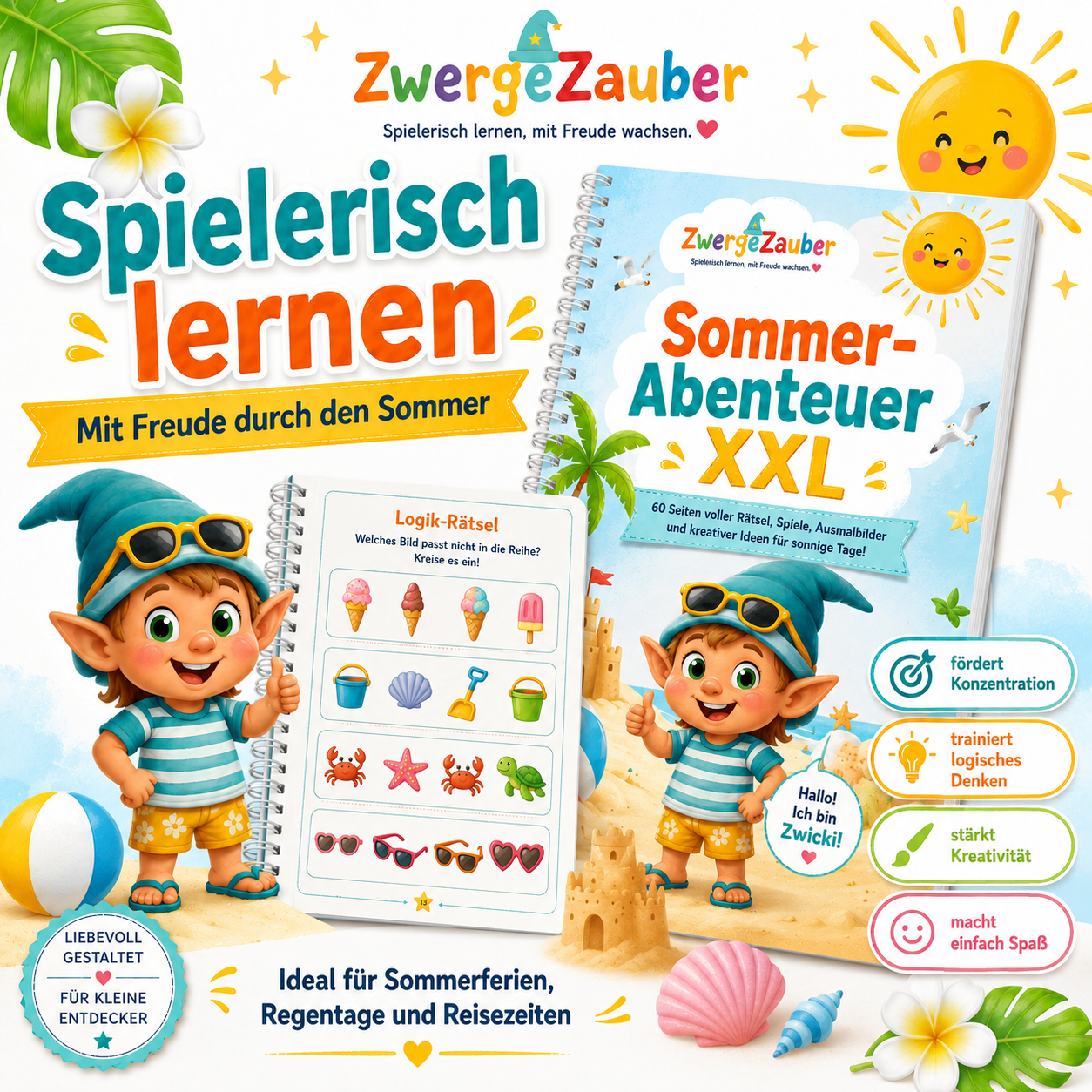 Spielerisch lernen mit dem Sommer-Abenteuer XXL – kreative Rätsel und Aufgaben fördern Konzentration, logisches Denken und Kreativität