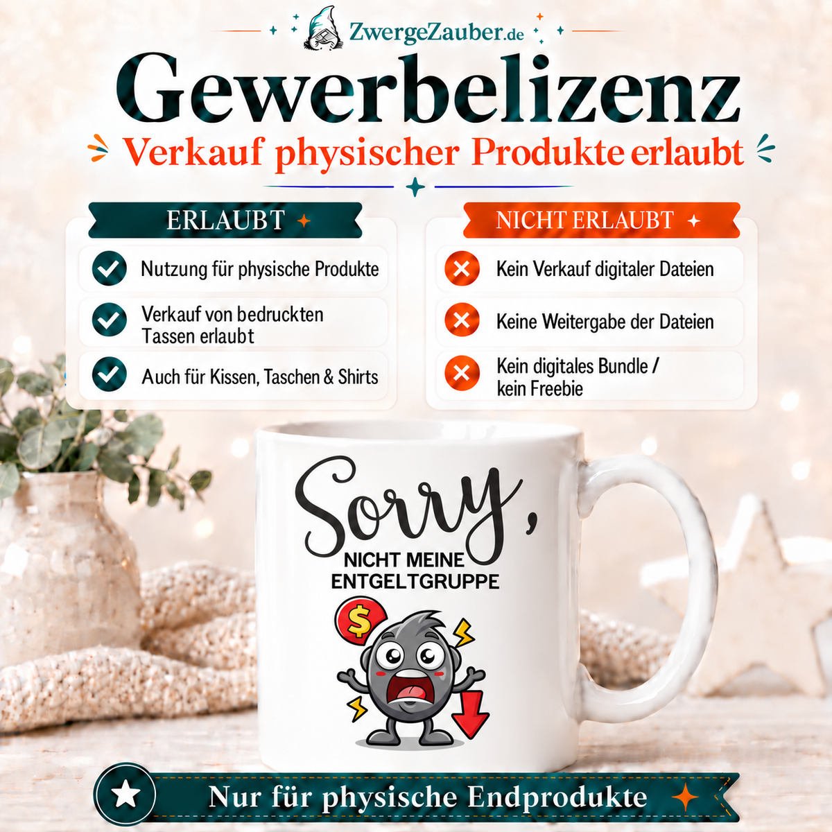 ZwergeZauber Tassendesign Sorry, nicht meine Entgeltgruppe – Verkaufsbild 4