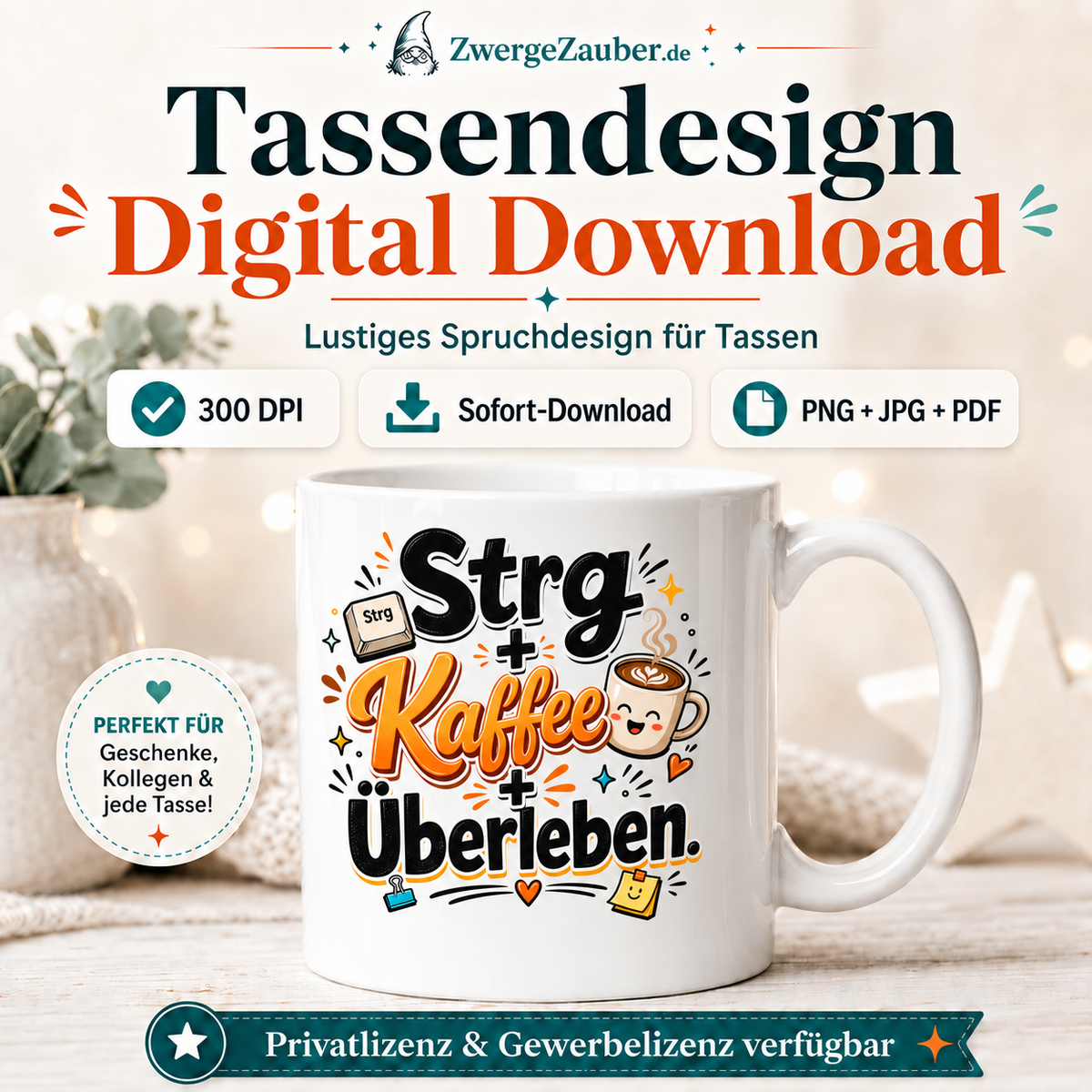 ZwergeZauber Tassendesign Strg Kaffee Überleben – Verkaufsbild 1