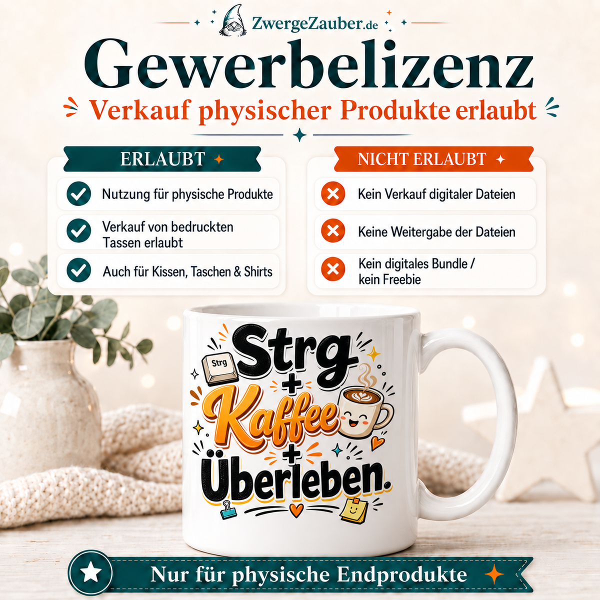 ZwergeZauber Tassendesign Strg Kaffee Überleben – Verkaufsbild 4