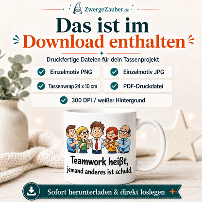 ZwergeZauber Tassendesign Teamwork heißt, jemand anderes ist schuld – Verkaufsbild 2