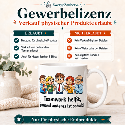 ZwergeZauber Tassendesign Teamwork heißt, jemand anderes ist schuld – Verkaufsbild 4