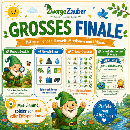 Großes Umwelt-Entdecker-Finale mit Umwelt-Detektiv, Bingo, 7-Tage-Challenge und persönlicher Umwelt-Entdecker-Urkunde