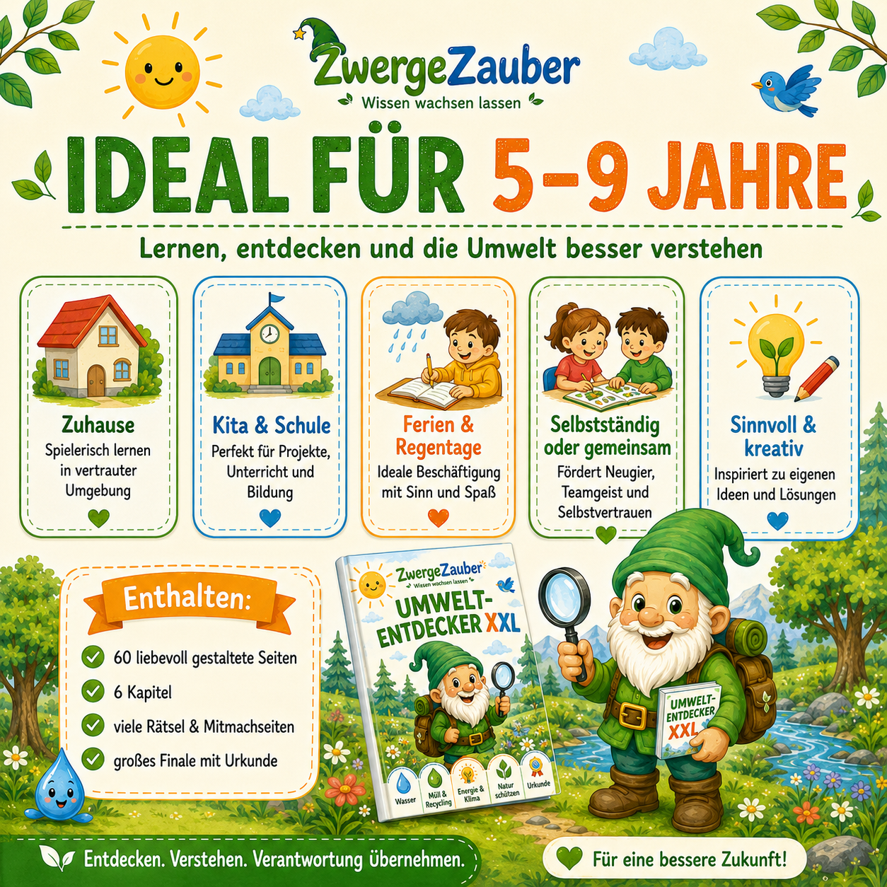 Umwelt-Lernheft für Kinder von 5 bis 9 Jahren – geeignet für Zuhause, Kita, Schule, Ferien und Regentage