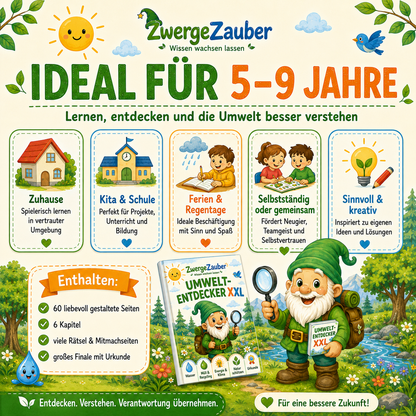 Umwelt-Lernheft für Kinder von 5 bis 9 Jahren – geeignet für Zuhause, Kita, Schule, Ferien und Regentage