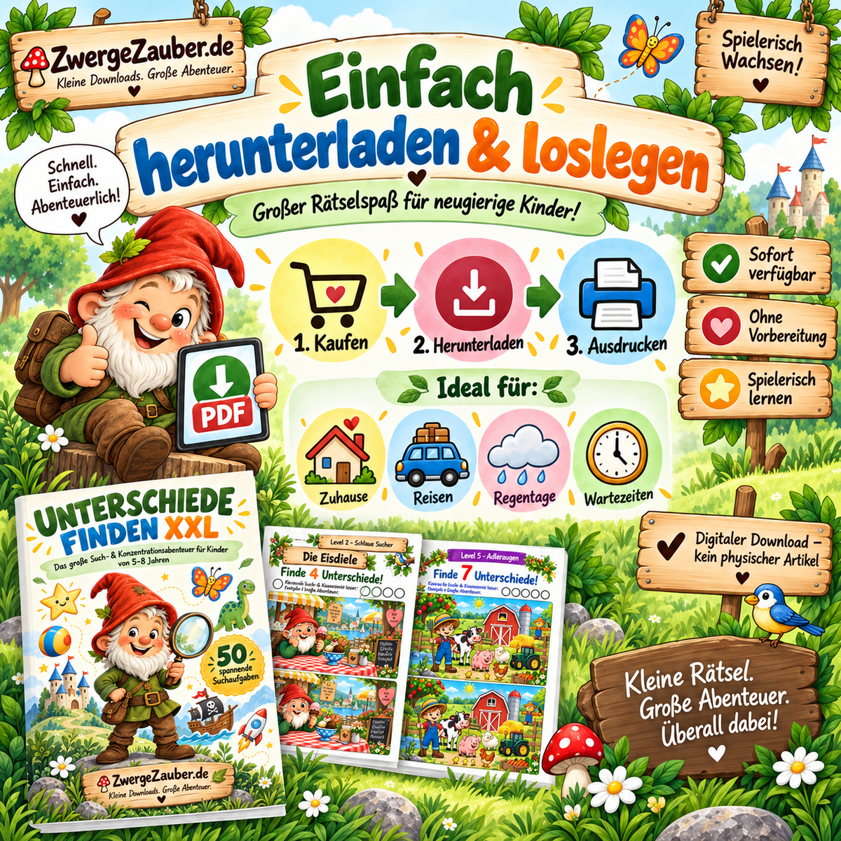 Unterschiede finden PDF als Sofort-Download – ausdrucken und direkt mit dem Rätselspaß beginnen