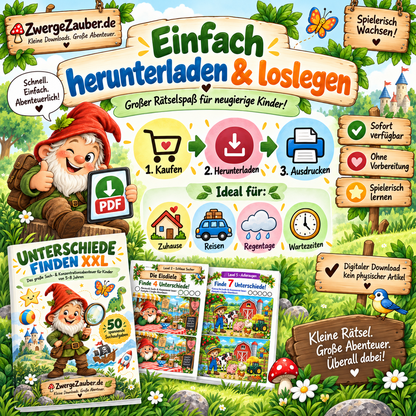 Unterschiede finden PDF als Sofort-Download – ausdrucken und direkt mit dem Rätselspaß beginnen