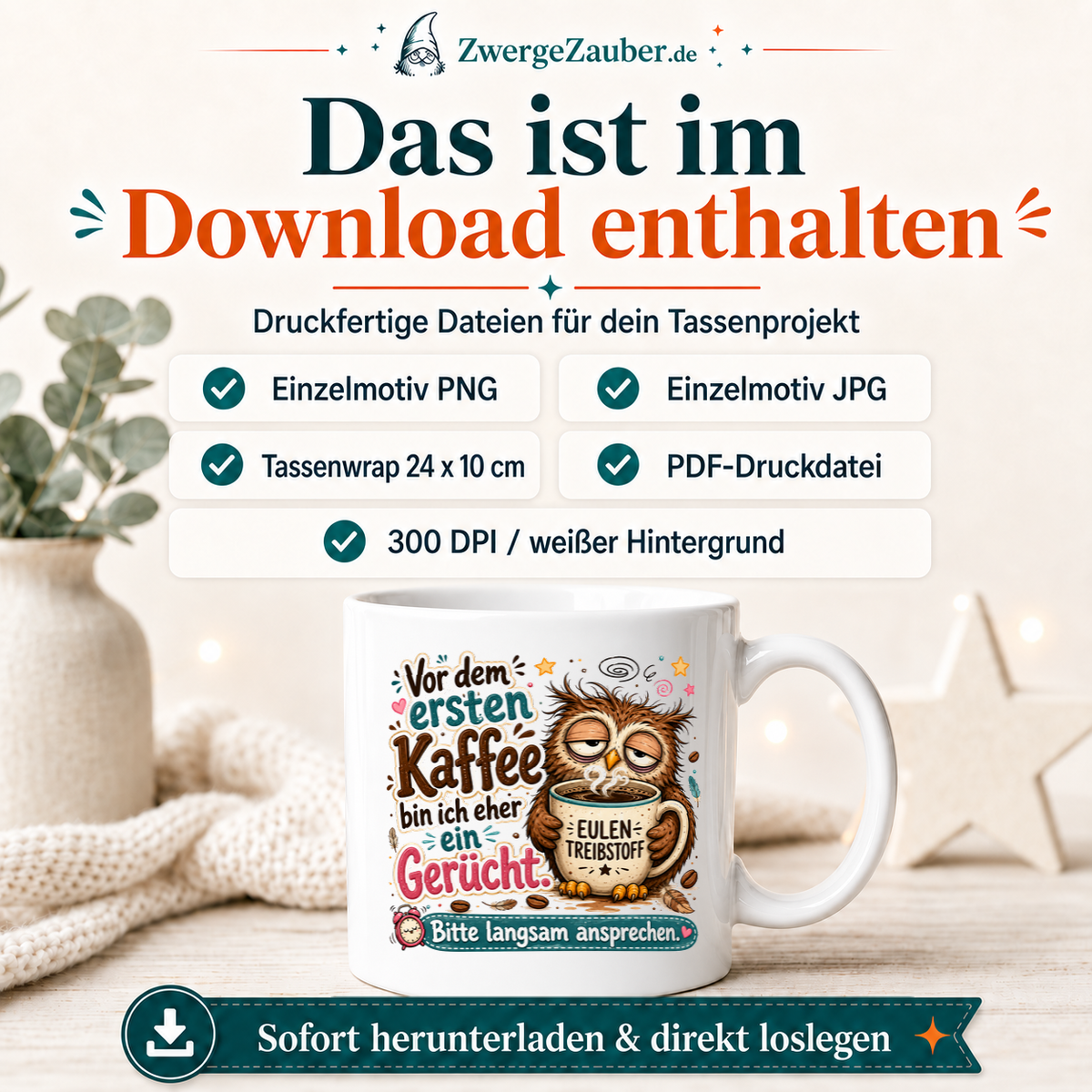ZwergeZauber Tassendesign Vor dem ersten Kaffee bin ich ein Gerücht – Verkaufsbild 2
